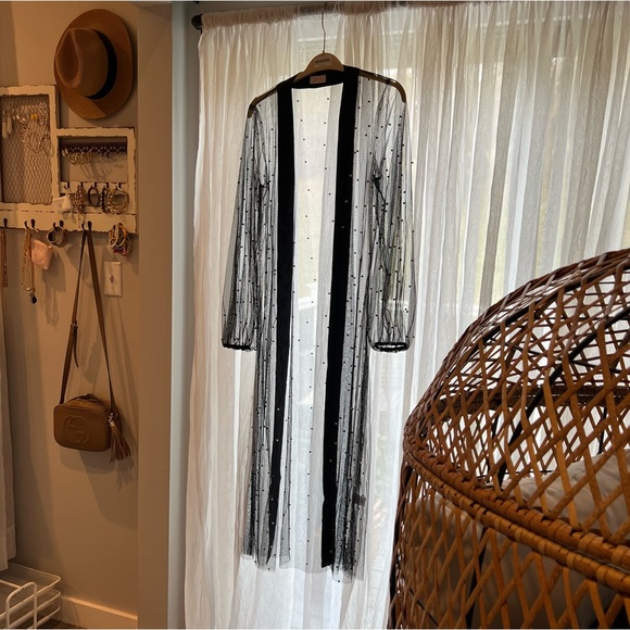 Sheer black embroidered duster - Picture 2 of 3
